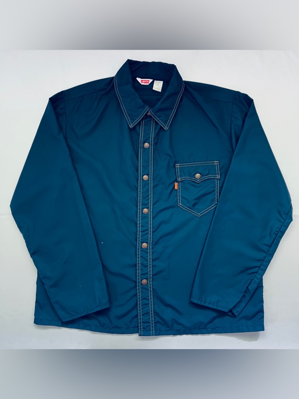 Vintage 1970s Navy Levi's Orange Tab Nylon Made In USA Coaches Jacket - XL